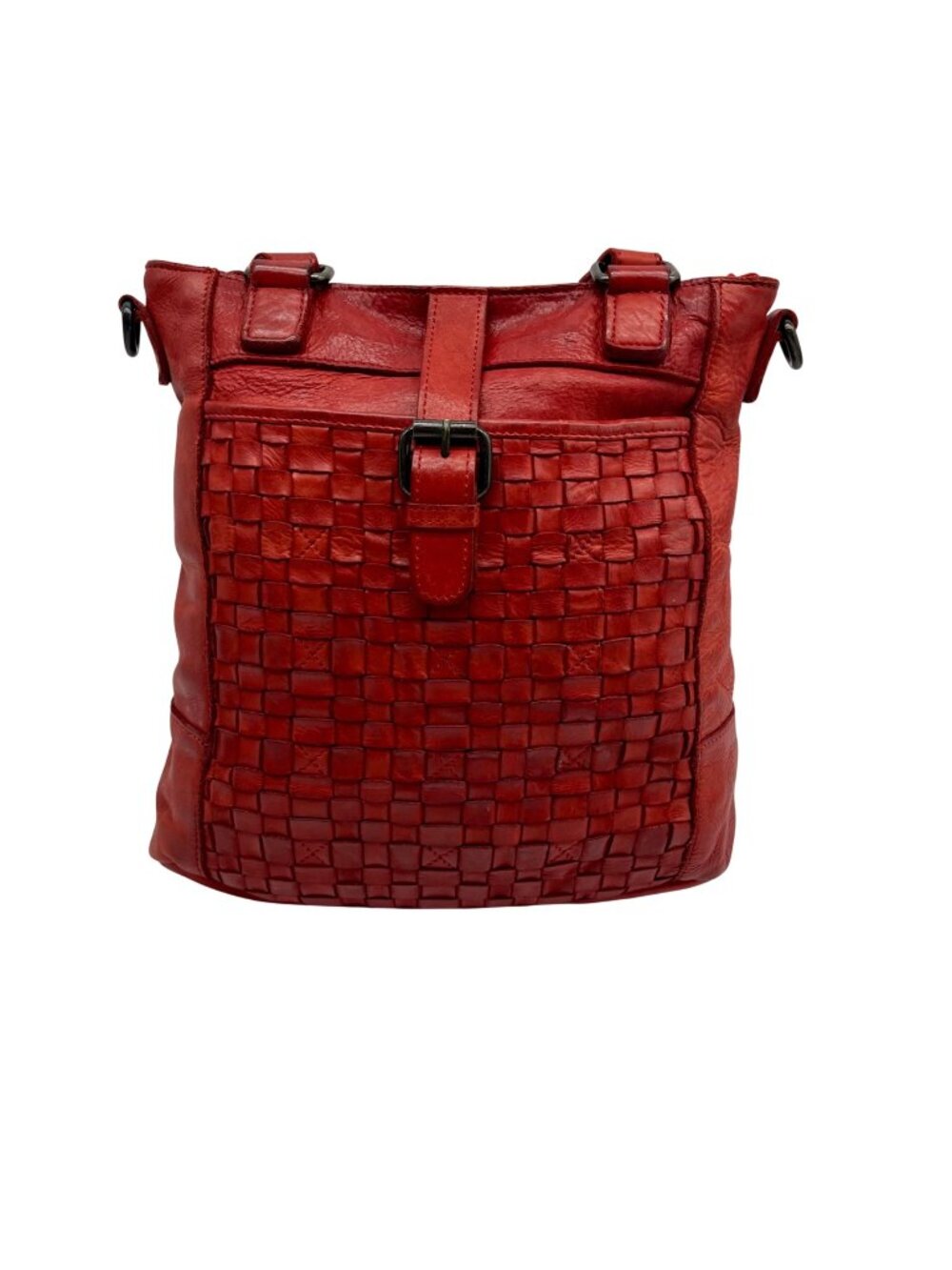 Ashwood Heritage Vintage-Wash Red Leather Shoulder Bag